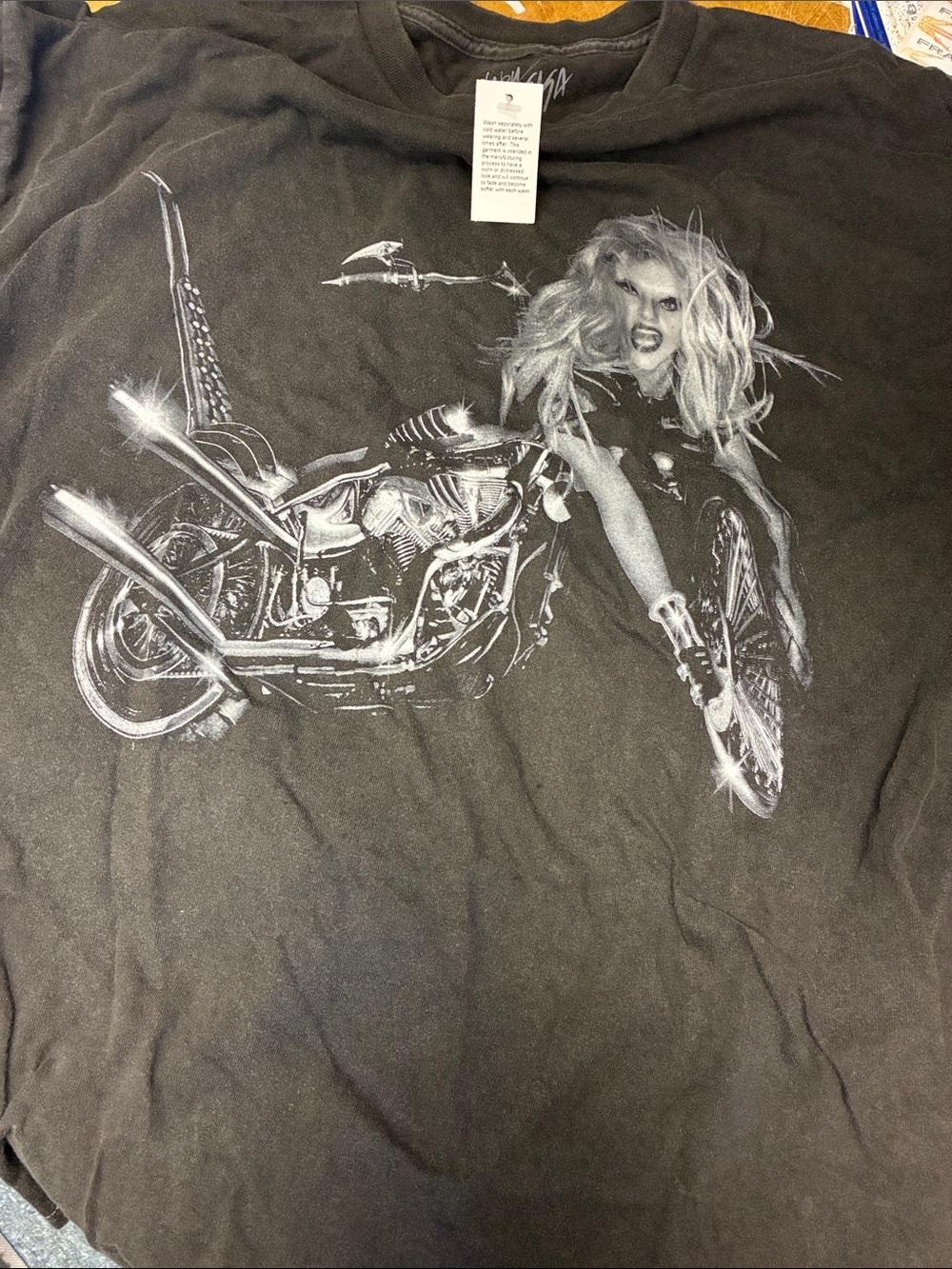 Black Graphic Motorcycle Print Tee for Men - Picture 1 of 3